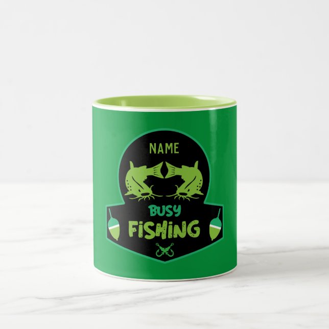 Funny original fishing gifts Two-Tone coffee mug (Center)