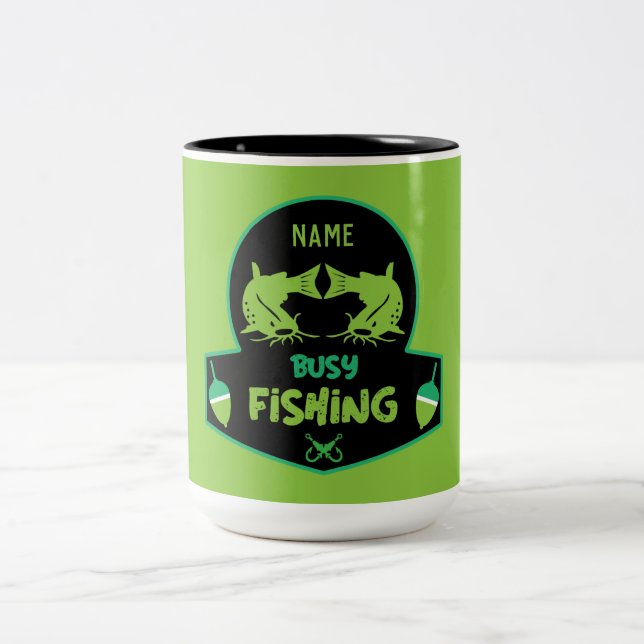 Funny original fishing gifts  Two-Tone coffee mug (Center)