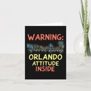 Funny Orlando Florida Night Skyline Vintage Card
