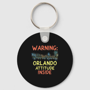 Funny Orlando Florida Night Skyline Vintage Key Ring