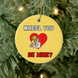 FUNNY! Ornament Caveman - Wheel You be mine?