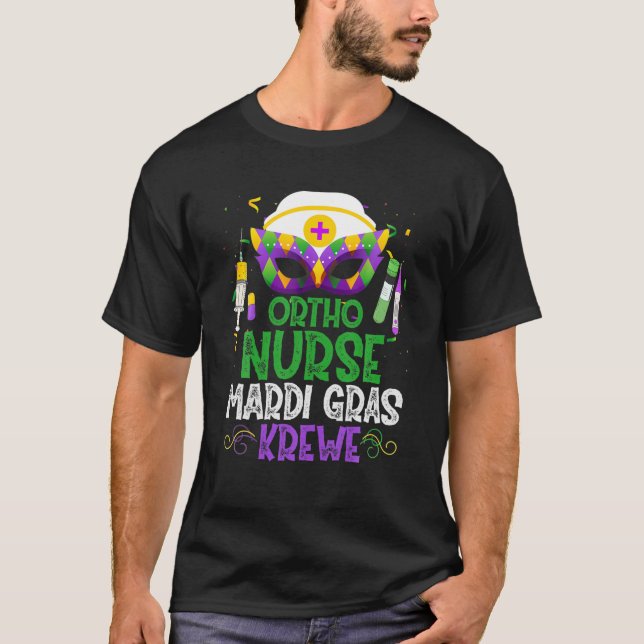 Funny Ortho Nurse Krewe Mask Mardi Gras Carnival P T-Shirt (Front)