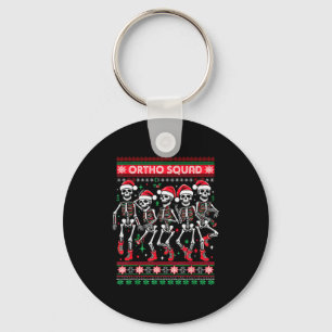 Funny Ortho Squad Christmas Three Santa Skeletons  Key Ring