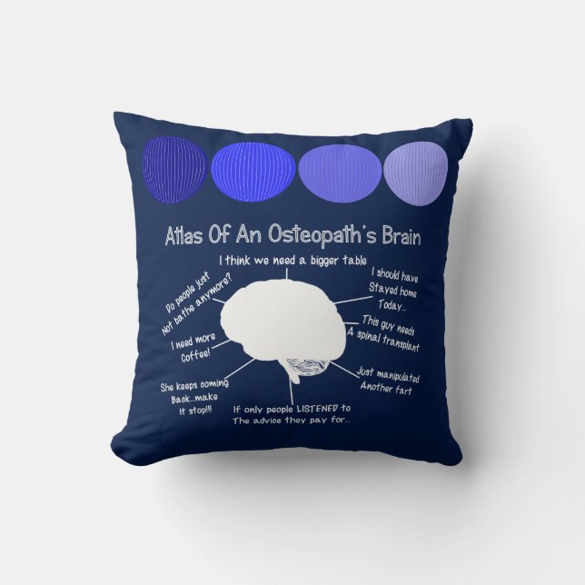 Funny Osteopath's Brain Pillow Blue (Front)