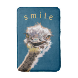 Funny Ostrich Bath Mat Smile - Custom Text