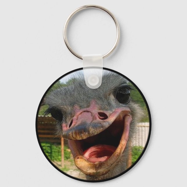 Funny Ostrich Bird Photo What's Up Key Ring (Front)