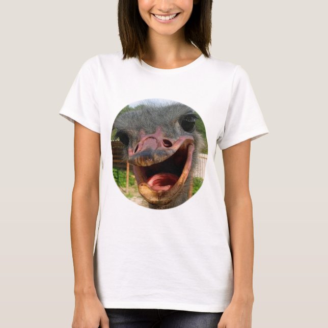 Funny Ostrich Bird Photo What's Up T-Shirt (Front)
