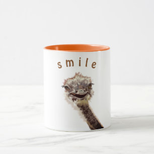 Funny Ostrich Coffee Mug Smile - Custom Text