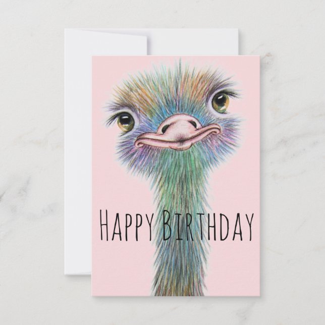 Funny Ostrich Customisable Birthday Card (Front)