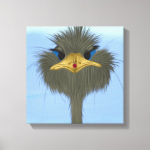 Funny Ostrich George And The Cute Ladybug Canvas Print