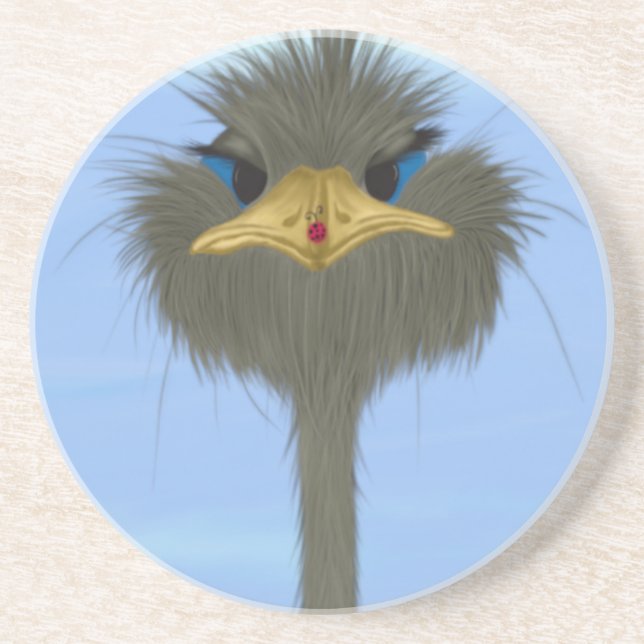 Funny Ostrich George And The Cute Ladybug Coaster (Front)