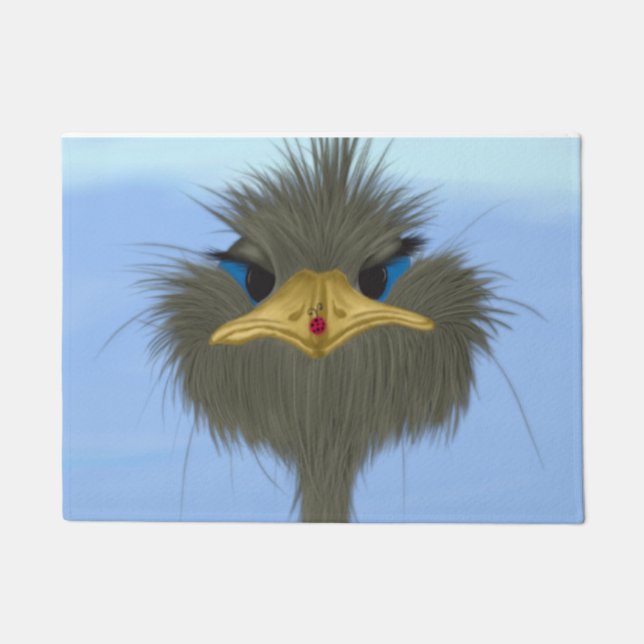 Funny Ostrich George And The Cute Ladybug Doormat (Front)