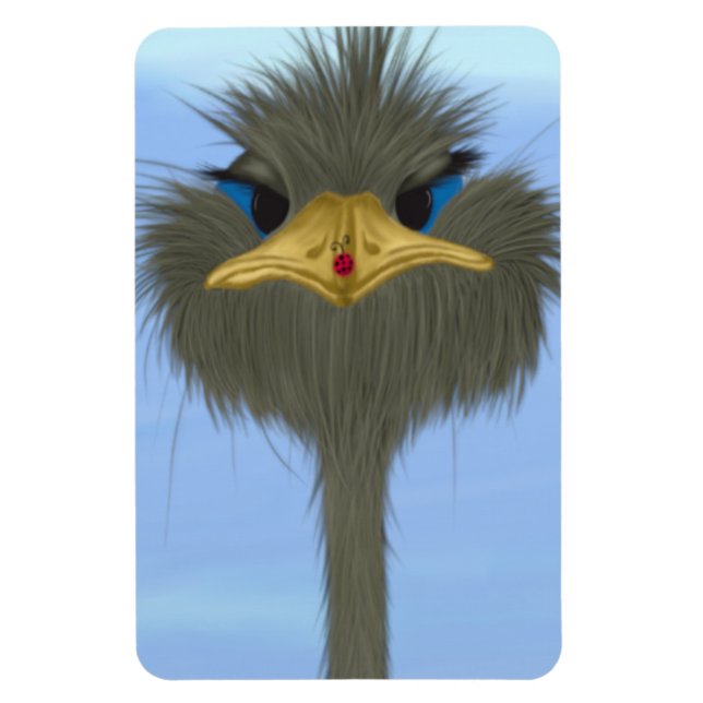 Funny Ostrich George And The Cute Ladybug Magnet (Vertical)