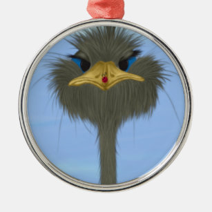 Funny Ostrich George And The Cute Ladybug Metal Tree Decoration
