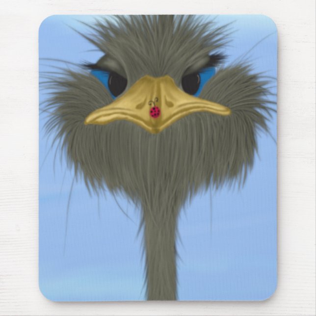 Funny Ostrich George And The Cute Ladybug Mouse Pad (Front)