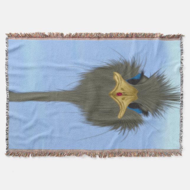 Funny Ostrich George And The Cute Ladybug Throw Blanket (Front)
