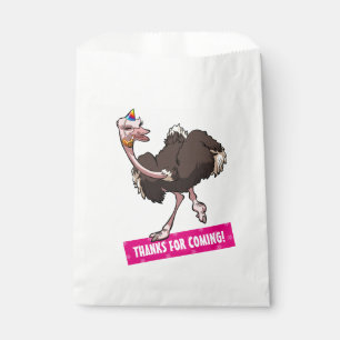 Funny Ostrich Thanks For Coming! Party Hat Cartoon Favour Bag