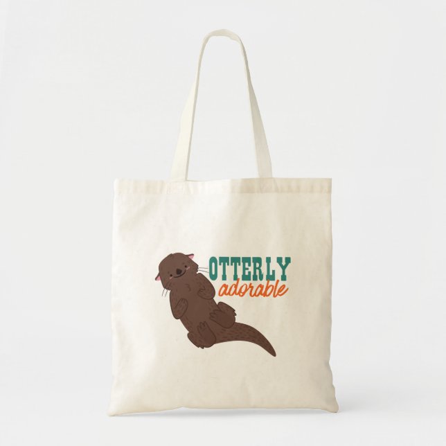 Funny Otter Cartoon Animal Otterly Adorable Tote Bag (Front)