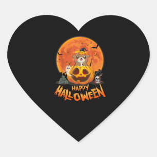 Funny Otter Halloween Gift Happy Halloween Heart Sticker