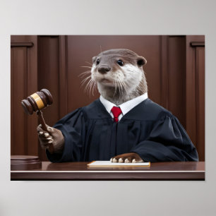 Funny Otter Judge in Courtroom Poster