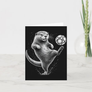 Funny Otter Juggling Soccer Ball Football Fan Card