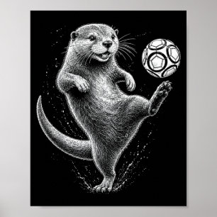 Funny Otter Juggling Soccer Ball Football Fan Poster
