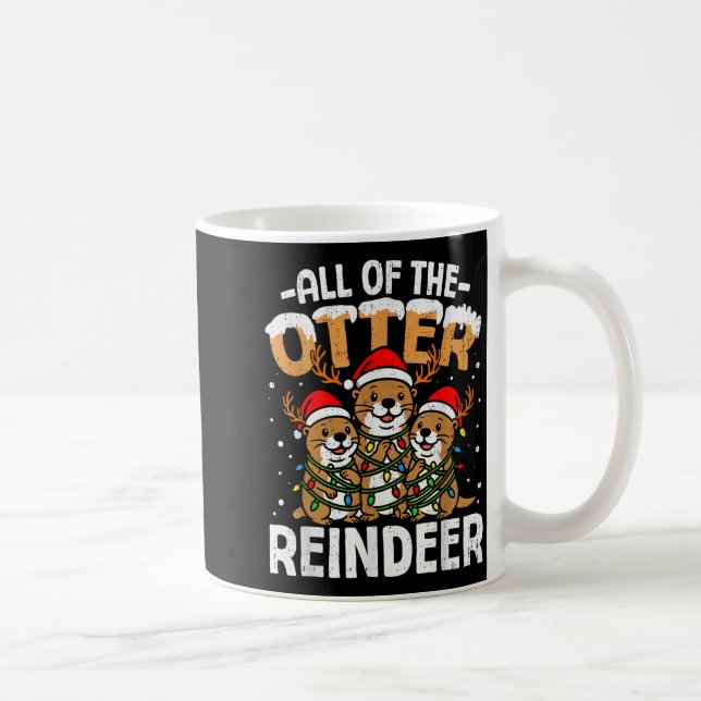 Funny Otter Reindeer Santa Christmas Animal Pun Xm Coffee Mug (Right)