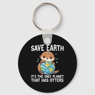 Funny Otters Earth Day Environmentalist Women Key Ring