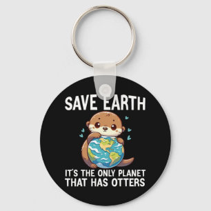 Funny Otters Earth Day Environmentalist Women Key Ring