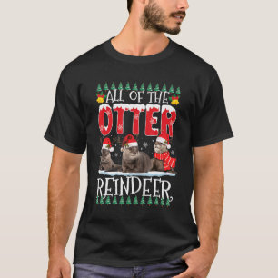 Funny Otters Reindeer Deer Antler Christmas Santa  T-Shirt