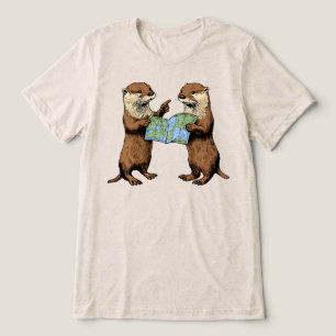 Funny Otters With Map Tri-Blend Shirt