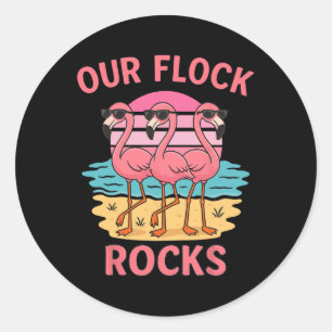 Funny Our Flock Rocks Flamingo Matching Family Vac Classic Round Sticker