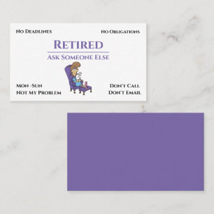 Funny Out Of Business Cartoon Woman Retirement Business Card