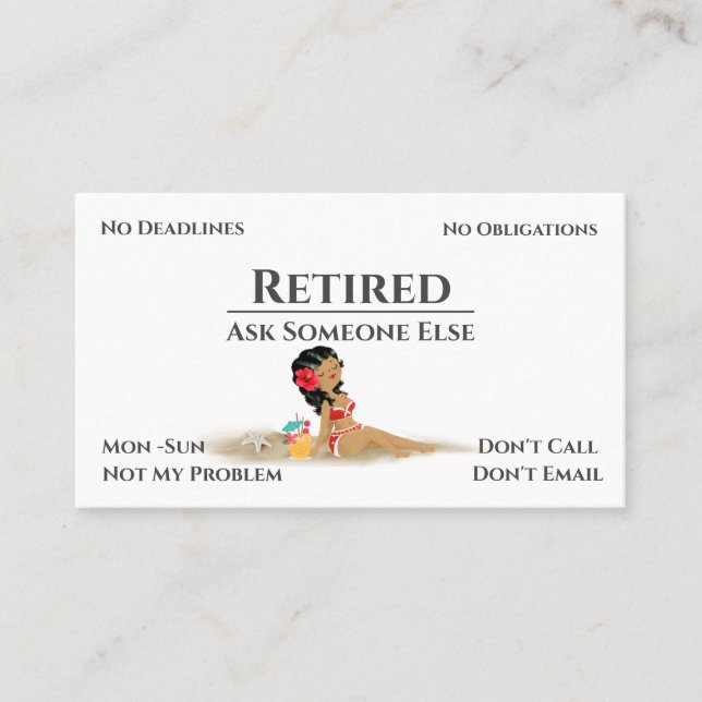 Funny Out Of Business Cartoon Woman Retirement Card (Front)