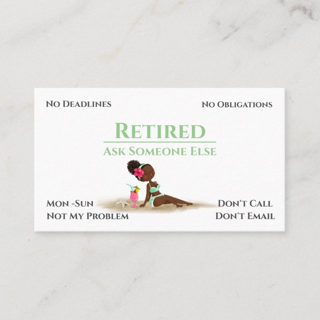 Funny Out Of Business Cartoon Woman Retirement Card (Front)