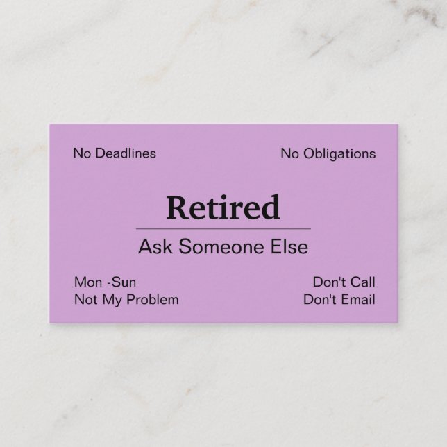 Funny Out Of Business Retirement Business Card (Front)