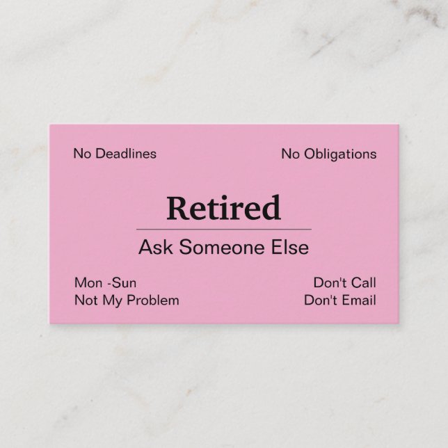 Funny Out Of Business Retirement Card (Front)