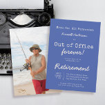 Funny Out of Office Forever Retirement Party Invitation<br><div class="desc">For a memorable sendoff, this funny retirement party invitation is sure to bring a smile. It features retro memo style text in an old typewriter style font reminiscent of days gone by announcing that the retiree will be Out of Office forever! The back of the card has a photo template...</div>