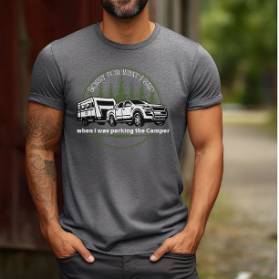 Funny Outdoors Green Forest Print Camping Trailer T-Shirt