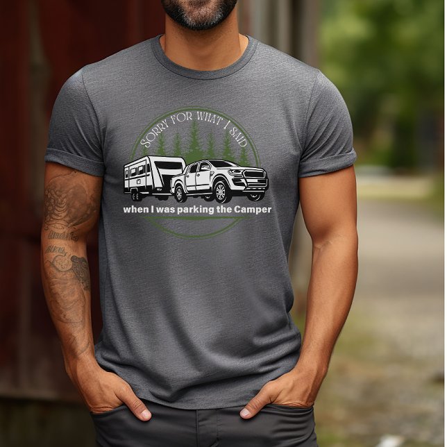 Funny Outdoors Green Forest Print Camping Trailer T-Shirt (Creator Uploaded)