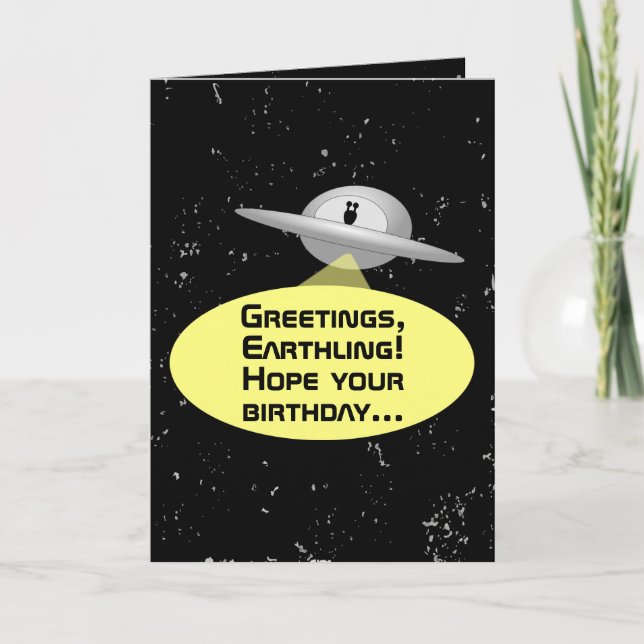 Funny Outer Space Alien Birthday Card Customisable (Front)