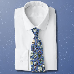 Funny Outer Space Cartoon Pattern Tie