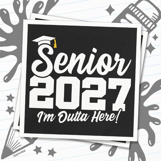 Funny Outta Here Graduation Senior Class of 2027 Napkin (Creator Uploaded)