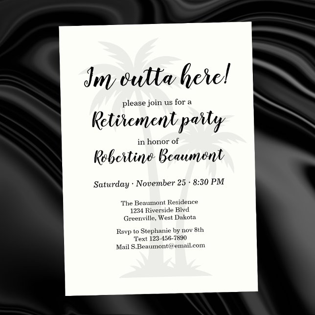 Funny Outta Here Palmtrees Retirement Party Invitation (Creator Uploaded)