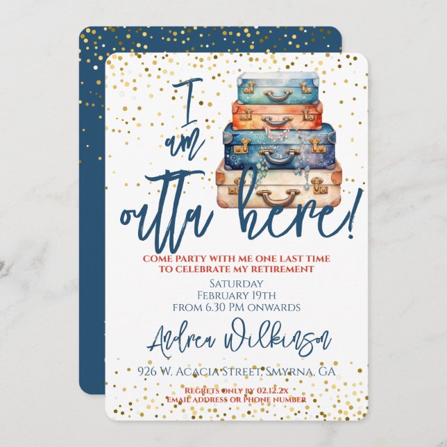Funny Outta Here Retirement Party Invitation (Front/Back)