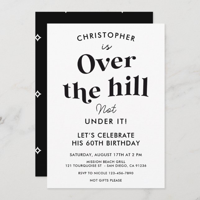 Funny Over the Hill Any Age Birthday Party Invitation (Front/Back)