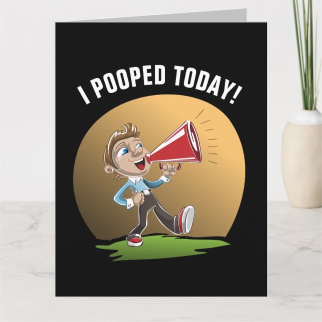 FUNNY OVER THE HILL BIRTHDAY "POOPED TODAY" CARD (Front)