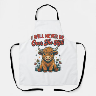 Funny Over The Hill Highland Cow Birthday Design_1 Apron