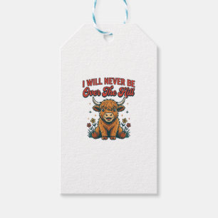 Funny Over The Hill Highland Cow Birthday Design_1 Gift Tags