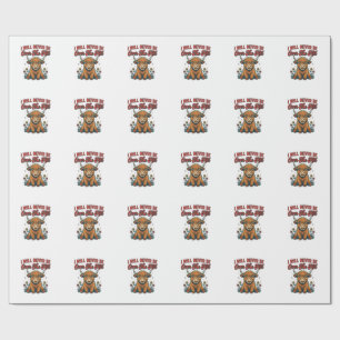 Funny Over The Hill Highland Cow Birthday Design_1 Wrapping Paper